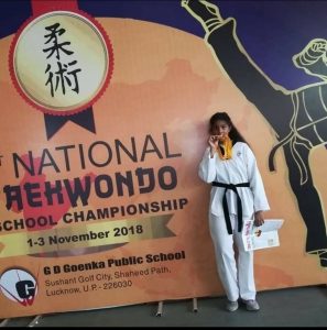Yashika Bhardwaj of class XI D won Silver Medal in the International taekwondo championship 2019 which was held at Kuching, Sarawak,Malaysia from 19 to 21 July 2019 (1)
